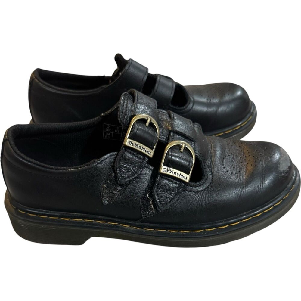 Dr. Martens 8065 Softy T Kids' Black Leather Mary Jane Shoes US Size 3